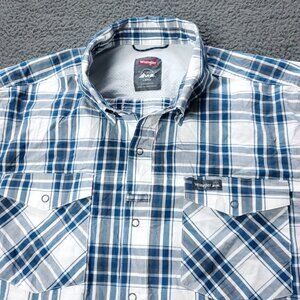 Wrangler Outdoor Snap Button Shirt Mens Size L Large Blue Plaid  Long Sleeve